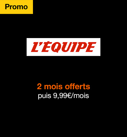 Promotion L'Equipe, 2 mois offerts puis 9,99€ par mois. Découvrir l'offre.