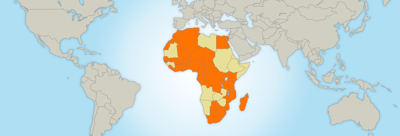 Zoom sur la carte de l'Afrique