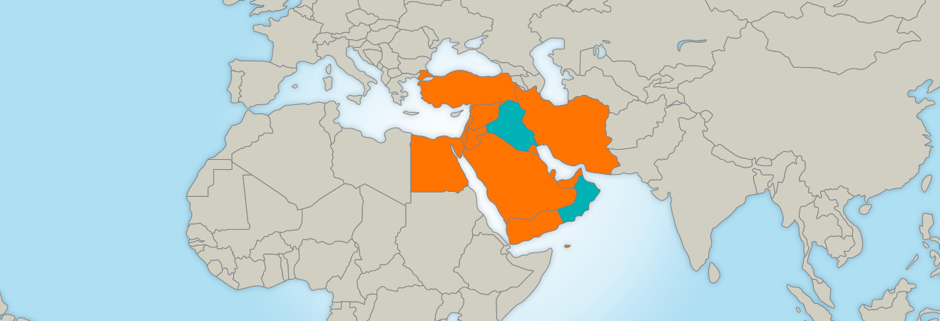 Zoom sur la carte du Moyen-Orient